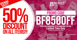 Beautyfactory.com.ph gives 50% Discount on Soft Opening!